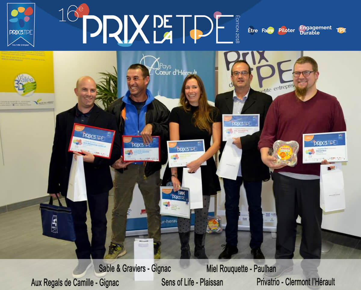 Les lauréats du prix de la tpe 2018, territoire coeur d'hérault
