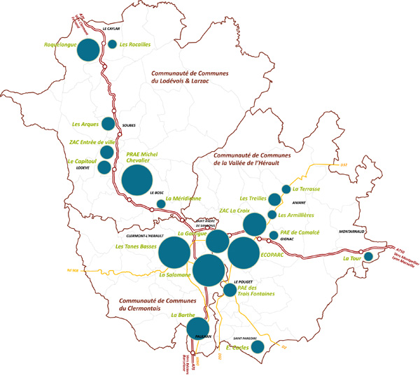 les zones d'activités du pays coeur d'hérault